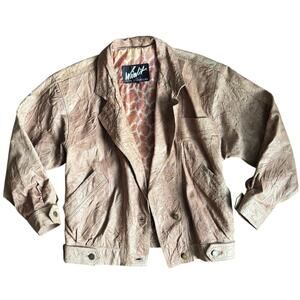 Winlit Genuine Leather Jacket - Taupe/Tan, Paisley Lining